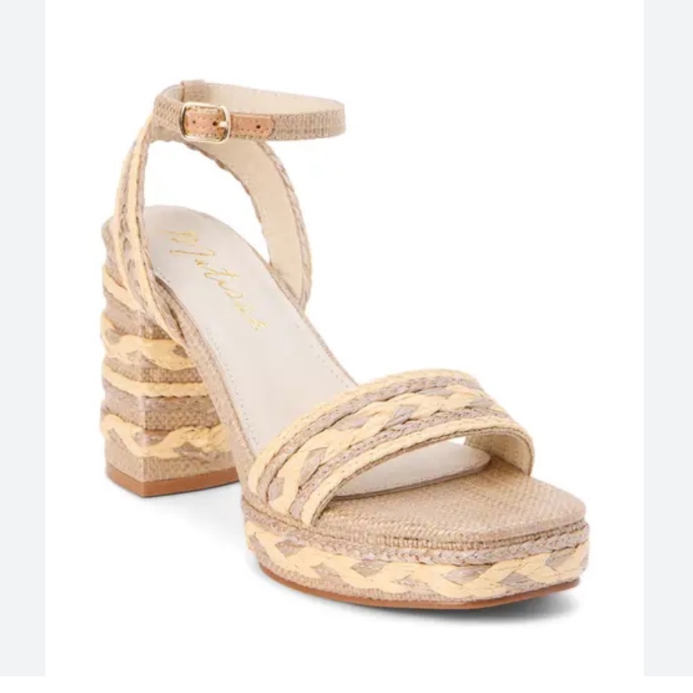 Matisse Lyla platform sandals raffia upper chunky block heel size 8 new